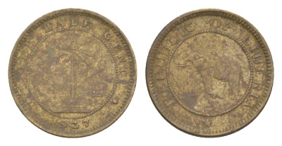 Либерия 1/2 цента 1937 KM 10 латунь 4614-743