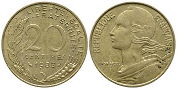 ФРАНЦИЯ 20 САНТИМОВ 1983 KM 930 медь алюминий никель 93-1343