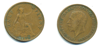 Великобритания 1/2 пенни 1930 Георг V (1910-1936) KM 837 Spink 4058 бронза 4383-955