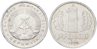 ГДР 1 пфенниг 1982 A KM 8.2 алюминий 4613-1023