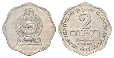 Шри-Ланка 2 цента 1975 KM 138 алюминий UNC 4627-1048