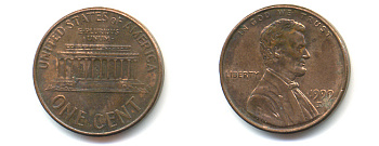 США 1 цент 1999 D, Авраам Линкольн KM 201b цинк плакированный медью 86-354