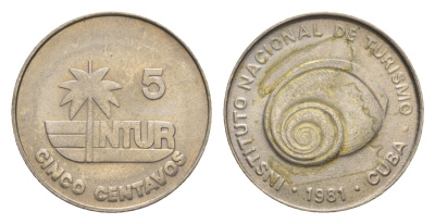 Куба 5 сентаво 1981 Монетное отношение KM 412.1 медно-никель 1528-1135