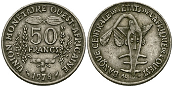Валютное сообщество стран Западной Африки 50 франков 1978 KM 6 медно-никель 4167-746