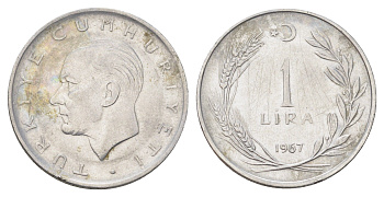Турция 1 лира 1967 Кемаль Ататюрк KM 889a.2 нержавеющая сталь 4706-1154