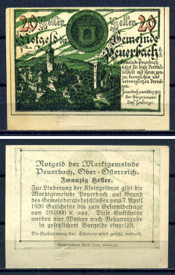 Пойербах (Австрия) 20 геллеров 1920 Jaksc/Pick?JPR0741Ia-20.2 бумага aUNC 7556-31-3-2