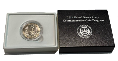 США 1/2 доллара 2011 D, Армия США, в оригинальной упаковке, с сертификатом KM 506 медь плакированная медно-никель BU 8-2-05-31