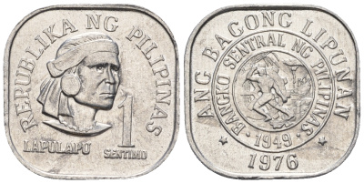 Филиппины 1 сентимо 1976 вождь острова Мактан Лапу-Лапу KM 205 алюминий  UNC  220-1146