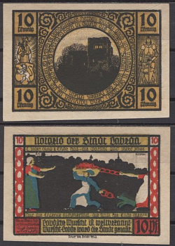 Лобеда 10 пфеннигов 1921 DeNG 2 808.1-1/8 бумага UNC (пресс) 8608-25-2-2
