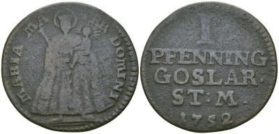Гослар 1 пфенниг 1752 KM 121, Kluge 452 медь 99-841