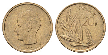 Бельгия 20 франков 1981 Belgie, Бодуэн I (1951-1993) KM 160 никель бронза 4629-534