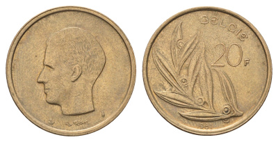 Бельгия 20 франков 1981 Belgie, Бодуэн I (1951-1993) KM 160 никель бронза 4629-534
