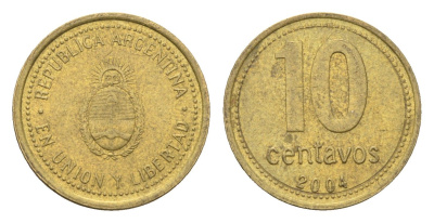 Аргентина 10 сентаво 2004 KM 107 алюминиевая бронза 4664-725