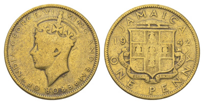 Ямайка 1 пенни 1942 KM 32 никель латунь 4628-511