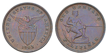 Филиппины 1 сентаво 1903 KM 163 медь 413-523