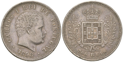 Португалия 500 реалов 1896 Карлуш I (1889-1908) KM 535 серебро 4512-625