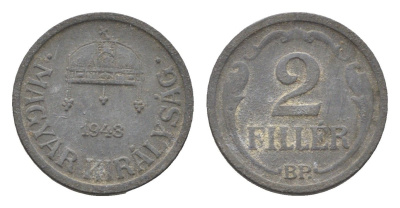 Венгрия 2 филлера 1943 BP KM 519 цинк 4664-859