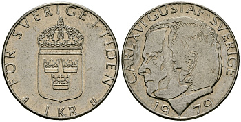 Швеция 1 крона 1979 Карл XVI Густав (1973- ) KM 852 медь плакированная медно-никелем 4176-555