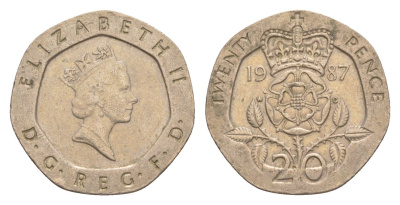 Великобритания 20 пенсов 1987 Елизавета II (1952-2022) KM 939, Spink 4361 (G2) медно-никель 4639-846
