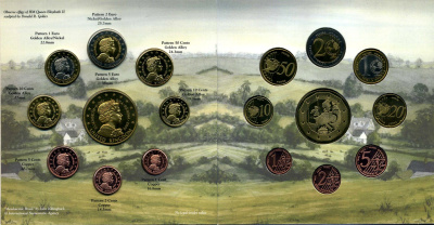 Великобритания набор из 9 монет 2006 1 евроцент-5 евро, европробники, в оригинальном буклете, Елизавета BUNC 00-00