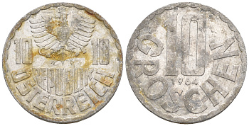 Австрия 10 грошей 1964 KM 2878 алюминий 60-812