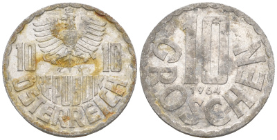 Австрия 10 грошей 1964 KM 2878 алюминий 60-812