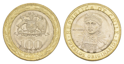 Чили 100 песо 2001 KM 236 биметалл UNC 4641-523