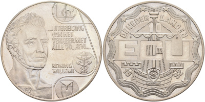 Нидерланды 10 экю 1992 король Виллем I, расширение торговли со всеми странами, диаметр 39 мм, медно-никель UNC 4552-1212