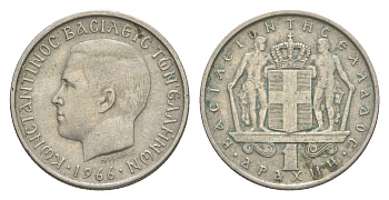 Греция 1 драхма 1966 Константин II (1966-1973) KM 89 медно-никель 4643-365
