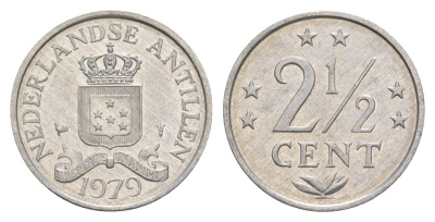 Нидерландские Антильские острова (Нидерландские Антилы) 2 1/2 цента 1979 Юлиана (1948-1980) KM 9a алюминий aUNC 4613-259