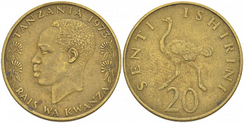 ТАНЗАНИЯ 20 СЕНТИ 1973 KM 2 никель-латунь 3457-754