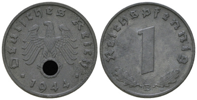 Германия 1 рейхспфенниг 1944 B KM 97, J. 369 цинк 4668-1156
