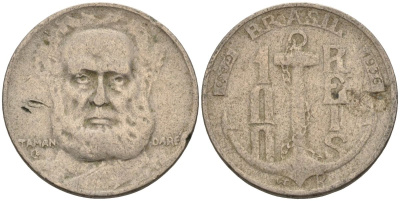 Бразилия 100 рейс 1936 Маркиз Тамандаре KM 536 медно-никель 4115-524