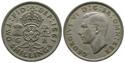 Великобритания 2 шиллинга (флорин) 1951 Георг VI (1936-1952) KM 878, Spink 4107 медно-никель 4607-723