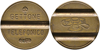 ИТАЛИЯ ТЕЛЕФОННЫЙ ЖЕТОН № 7712, ДИАМЕТР 24,5 ММ. латунь 65-1044