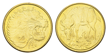 Эфиопия 10 сантимов 2008 KM 45.3 сталь плакированная латунью UNC 4666-445