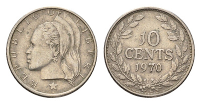 Либерия 10 центов 1970 KM 15a.2 медно-никель 4640-638