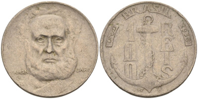 Бразилия 100 рейс 1936 Маркиз Тамандаре KM 536 медно-никель 4115-537