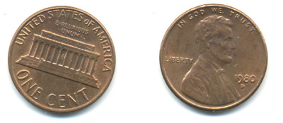 США 1 цент 1980 D, Авраам Линкольн KM 201 медь цинк 86-117