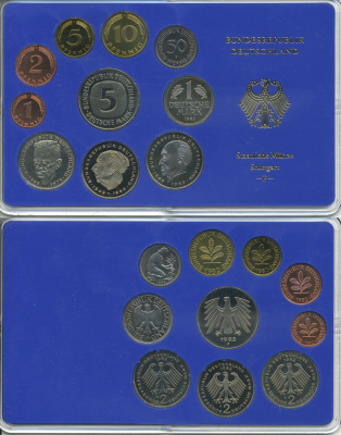 ФРГ НАБОР ИЗ 9 МОНЕТ 1982 F ОФИЦИАЛЬНЫЙ НАБОР В ПЛАСТИКЕ PROOF 00-00