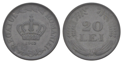 Румыния 20 леев 1943 Михай I (1940-1947) KM 62 цинк 4648-1056