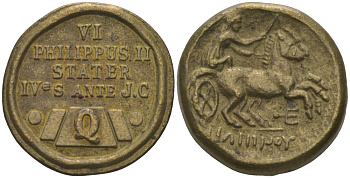 ЕВРОПА ЖЕТОН ND С ИЗОБРАЖЕНИЕМ СТАТЕРА ФИЛИППА желтый металл 99-546