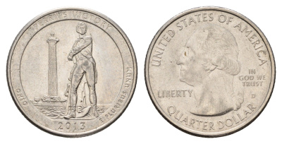 США 25 центов (квотер, 1/4 доллара) 2013 D, «Парки США» - Победа Перри и Международный мемориал мира KM 543 медь плакированный медно-никелем 4666-1042