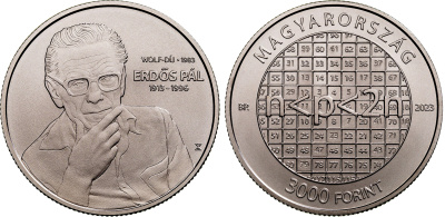 Венгрия 3000 форинтов 2023 математик Пал Эрдёш, премия Вольфа KM NEW медно-никель  UNC  M5-15