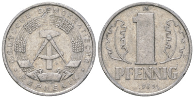 ГДР 1 пфенниг 1960 А KM 8.1 алюминий 3458-264