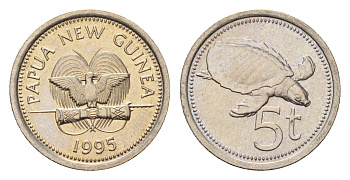 Папуа-Новая Гвинея 5 тойя 1995 KM 3 медно-никель UNC 4147-719