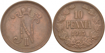 РОССИЯ ДЛЯ ФИНЛЯНДИИ 10 ПЕННИ 1915 Биткин 438 медь 51-1424