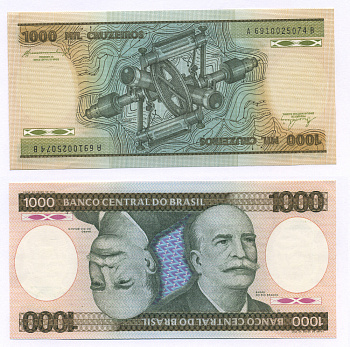 БРАЗИЛИЯ 1000 КРУЗЕЙРО 1984 ПОДПИСЬ 21, БАРАО ДО РИО БРАНКО Pick 201b бумага UNC (ПРЕСС) 7457-45-3