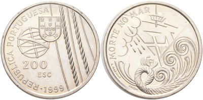 Португалия 200 эскудо 1999 Смерть в море KM 716 медно-никель UNC 00-1067-10-41