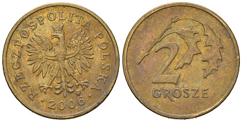 Польша 2 гроша 2006 MW KM 277, Parchimowicz 702m латунь aUNC 4549-338